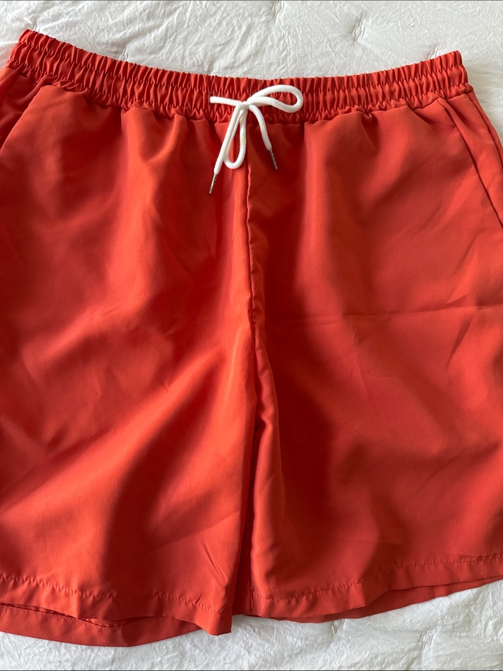 Blood orange  Athletic Shorts with White Drawstring